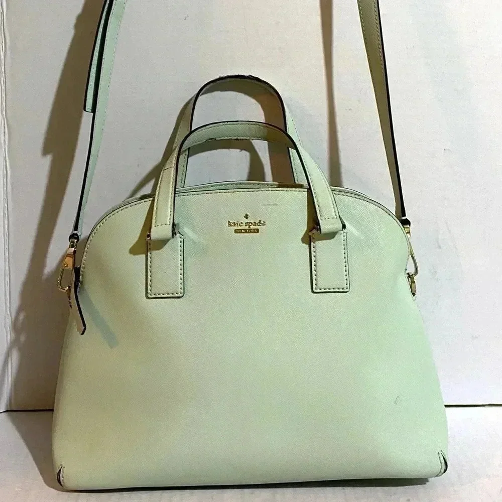 Kate spade green saffiano leather satchel handbag